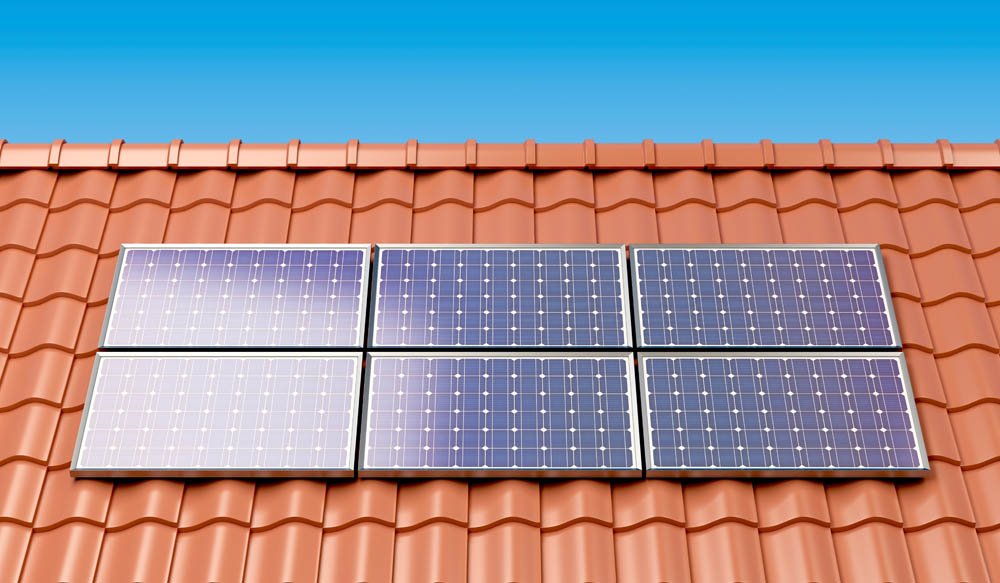 Solar panels on the roof of a house.